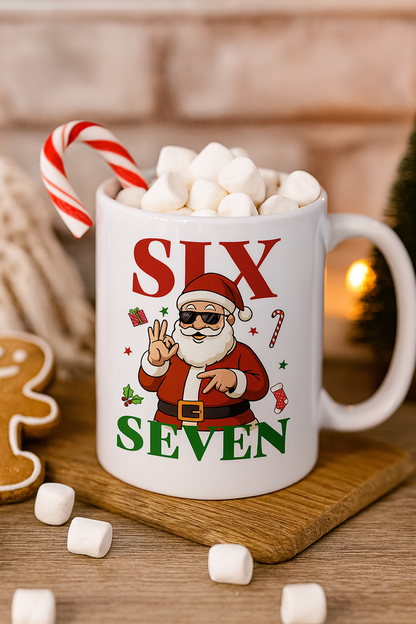 Six Seven Christmas Coffee Mug: Cute Santa Illustration – Holiday Gift